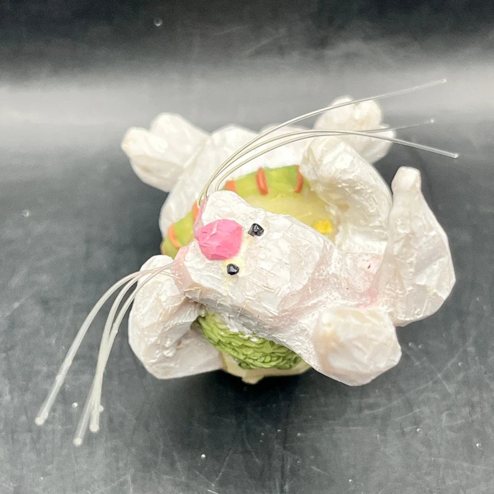 Easter Bunny Painter Water Globe and Lying Rabbit‎ Figurine Set Pastel Decor